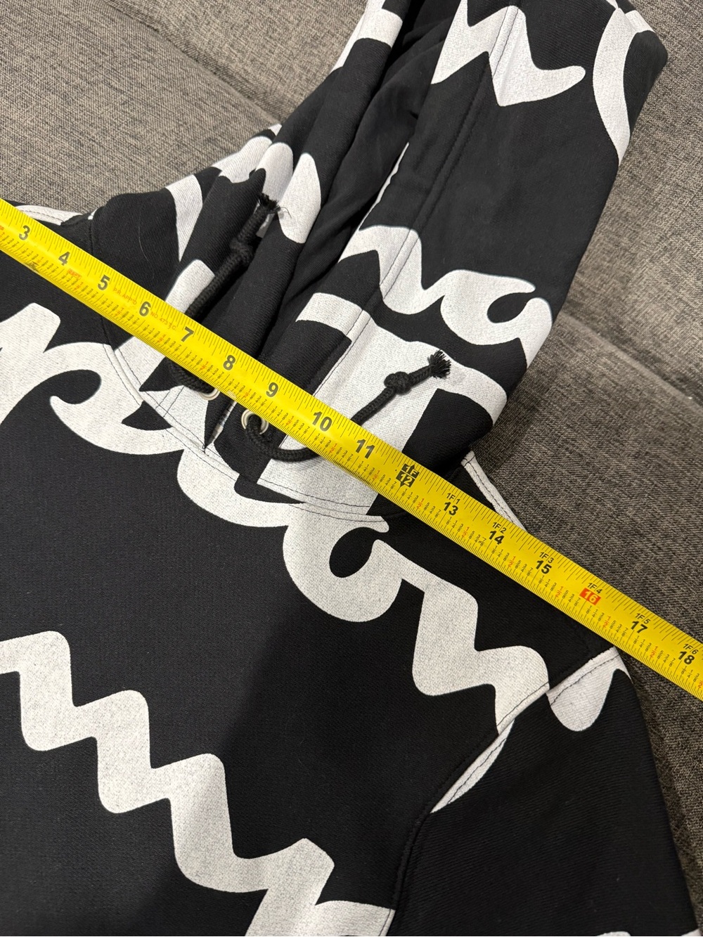 Champion Reverse Weave All Over Print AOP Hoodie Black White Pullover Size Small - Picture 11 of 12